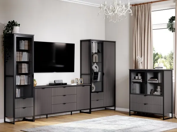 Тумба 2 дв 2 ящ "Нора" гостиная Графит